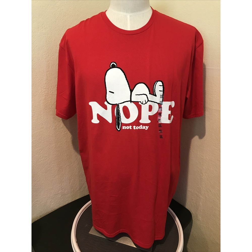 Peanuts Snoopy "Nope Not Today " Mens XXL T-Shirt Graphic Red Top Short Sleeves